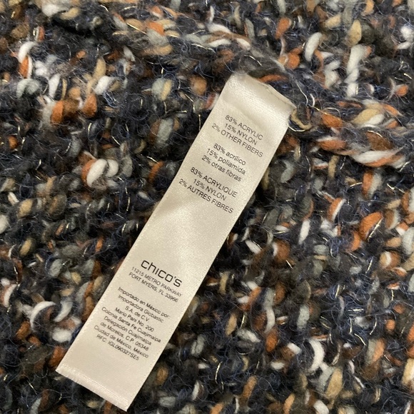 Chico's Soft Chunky Knit Fringe Open Front Cardigan Multicolor Size 12 (Ch… - Picture 6 of 12